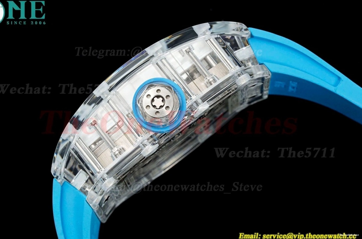 Blue Rubber Dial RMF Skeleton RM56-01 44mm on Strap Tourb 0513